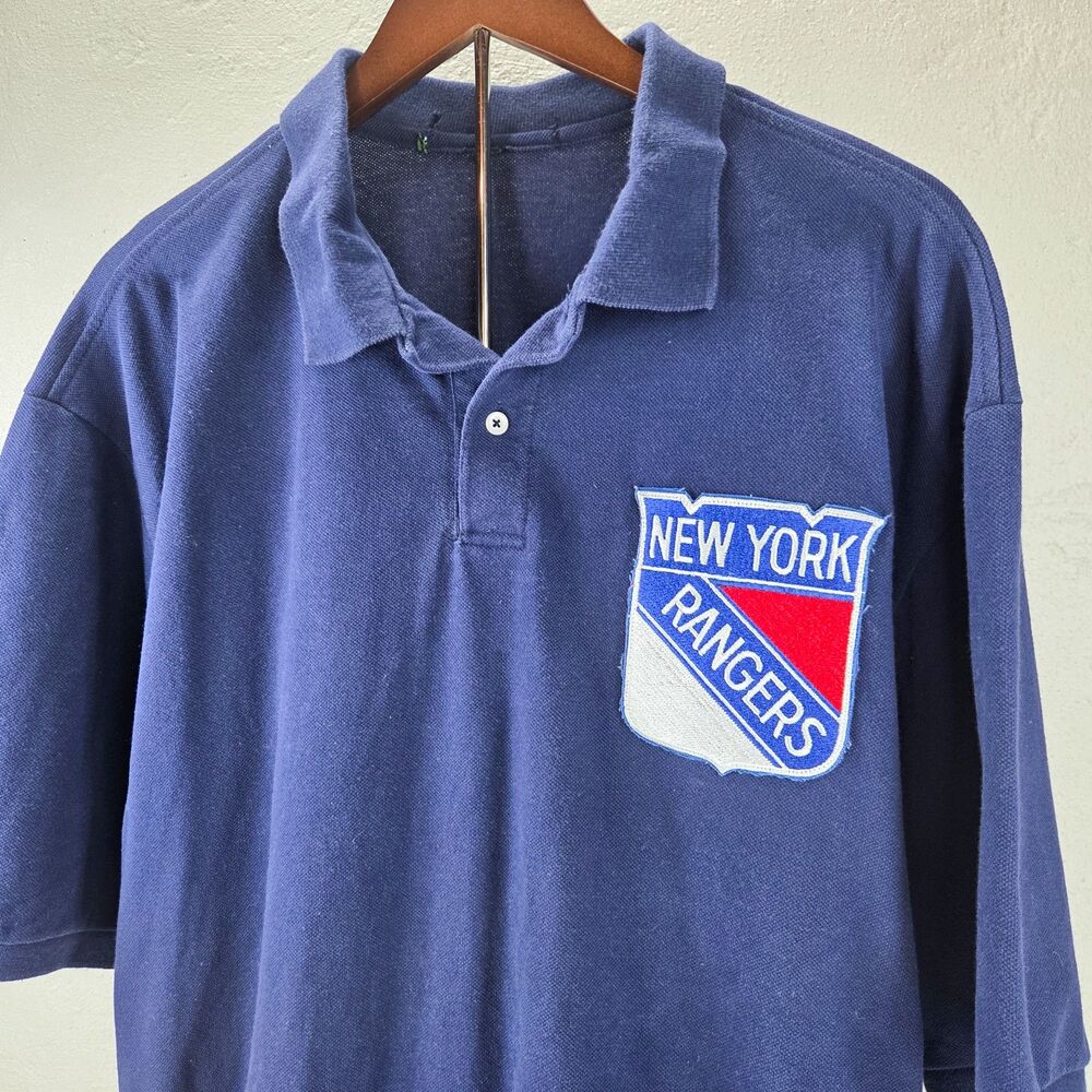 Vintage New York Rangers NHL Polo Shirt Navy Made in USA Men's XXL